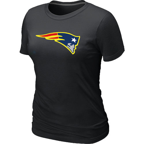 New England Patriots Women's Neon Logo Charcoal NFL T-Shirt - Black